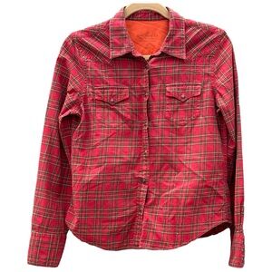 POLO JEANS CO. Rare Vintage Red Plaid Flannel Snap-Front Western Shirt, M EUC